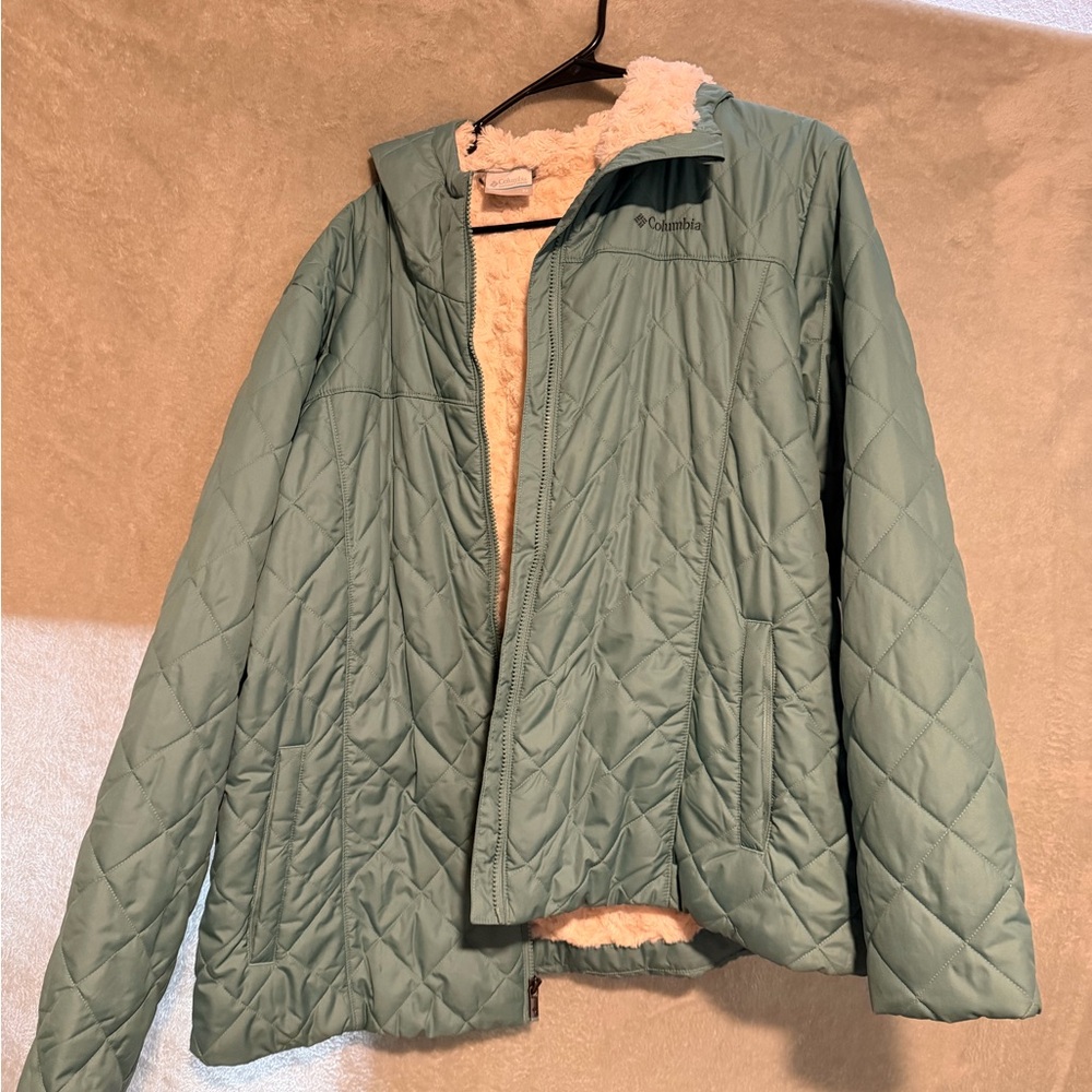 Columbia Turquoise Quilted Jacket with Fleece Lining